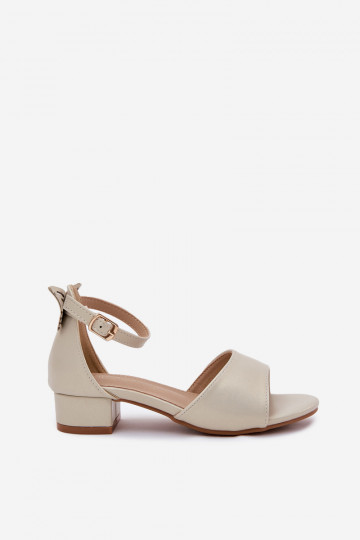 mit Glanz Sandalen Kindisch Auf niedrigem Absatz goldene Farbe Ainare 2