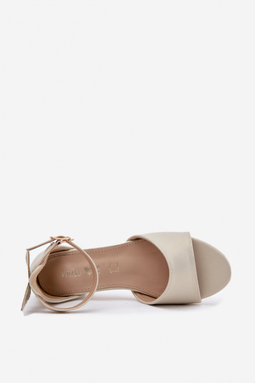 mit Glanz Sandalen Kindisch Auf niedrigem Absatz goldene Farbe Ainare