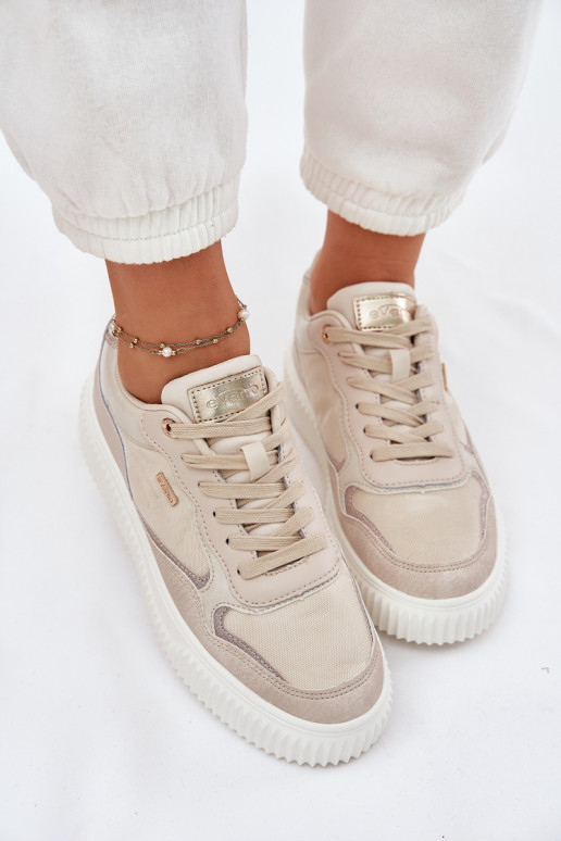 Haut Sneakers Stilvollllschuhe Feminin mit einer Plattform Beige Velarria