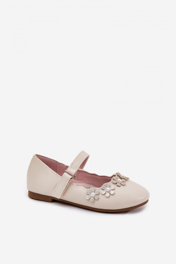 Ballerinas für Kinder Z mit floralen Motivenuszkami Beige Landgia