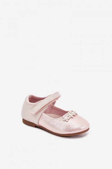 Ballerinas Kindisch mit Klebeverschlüssen Z mit floralen Motivenuszkami pinke Farbe Nikione