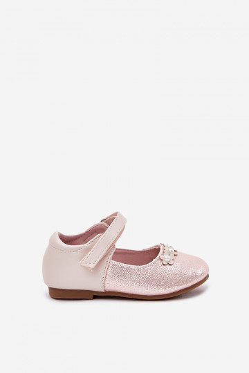 Rosa Kinder Ballerinas mit Klettverschluss und Blumenmuster, „Nikione" 2
