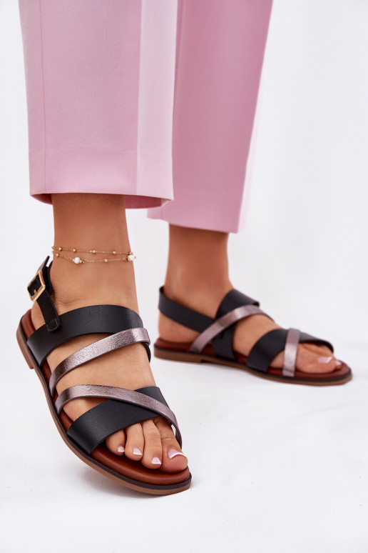 Damensandalen mit breiten Absätzen mit Streifen Sergio Leone SK086H schZuarze Farbe Damensandalen mit breiten Absätzen mit Streifen Sergio Leone SK086H schZuarze Farbe