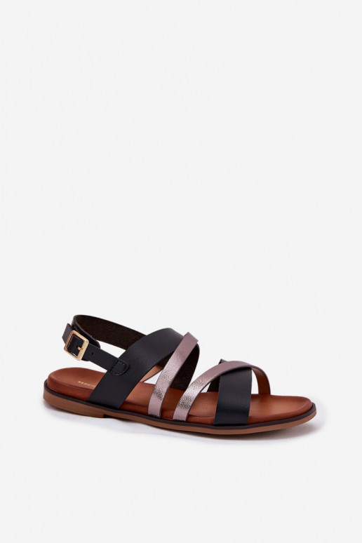 Damensandalen mit breiten Absätzen mit Streifen Sergio Leone SK086H schZuarze Farbe Damensandalen mit breiten Absätzen mit Streifen Sergio Leone SK086H schZuarze Farbe