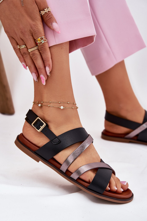 Damensandalen mit breiten Absätzen mit Streifen Sergio Leone SK086H schZuarze Farbe Damensandalen mit breiten Absätzen mit Streifen Sergio Leone SK086H schZuarze Farbe
