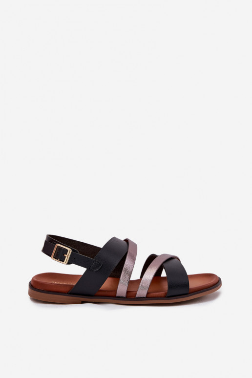 Damensandalen mit breiten Absätzen mit Streifen Sergio Leone SK086H schZuarze Farbe Damensandalen mit breiten Absätzen mit Streifen Sergio Leone SK086H schZuarze Farbe
