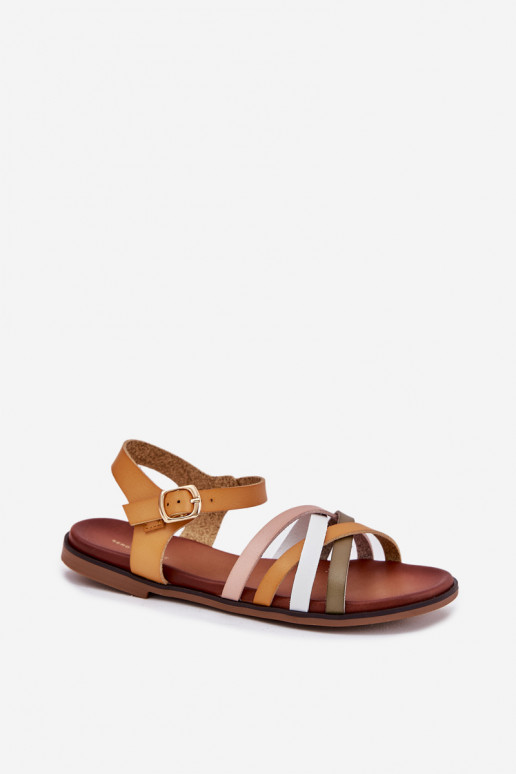 Damensandalen Z Przeplatającymi Się Paskami Sergio Leone SK090H gelbe Farbe