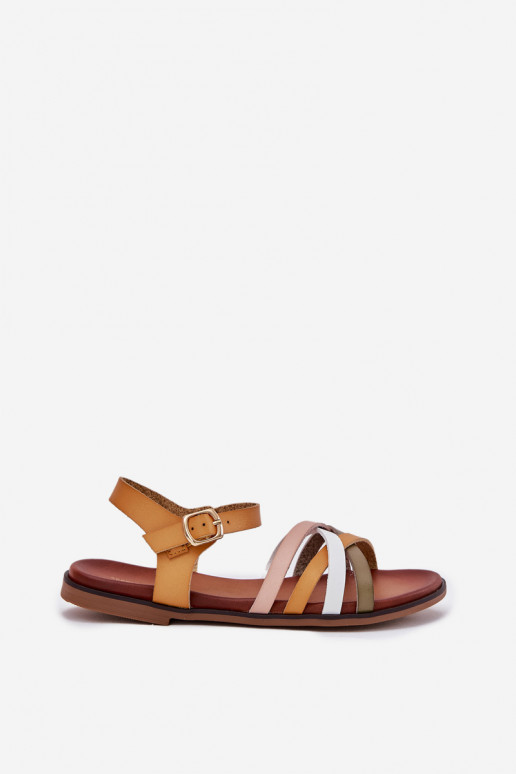 Damensandalen Z Przeplatającymi Się Paskami Sergio Leone SK090H gelbe Farbe