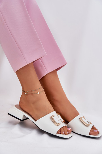 Eleganter Stil Damenhausschuhe Klocke Ze goldene Farbem Detalem Vinceza 62229 Zueiße Farbe