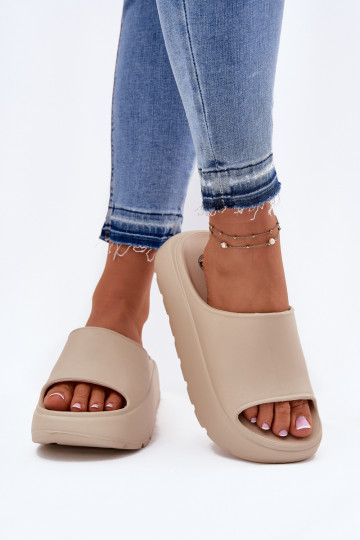 Beige Damenleichte Pantoletten mit Plattform, „Xalvania“ 2