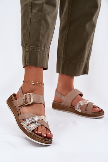 Beige Damenhalbschuhe mit Schnallen, Inblu GS000056 2