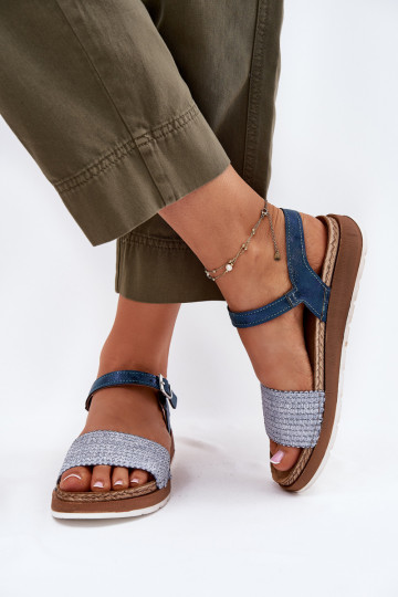 Damensandalen Mit Zopf Zu Ermöglichtch Inblu GS000050 blaue Farbe 2