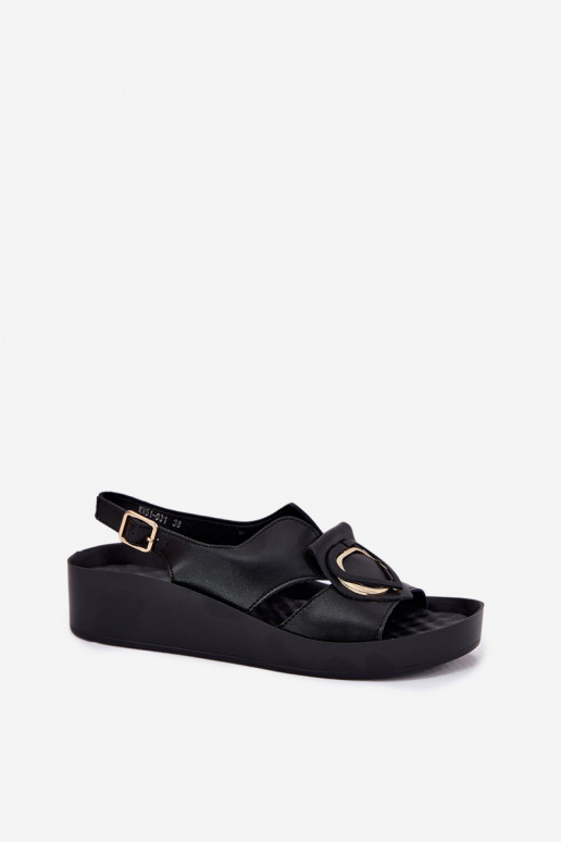 Damensandalen Feminin Auf einem Keil S.Barski KV51-031 schZuarze Farbe Damensandalen Feminin Auf einem Keil S.Barski KV51-031 schZuarze Farbe