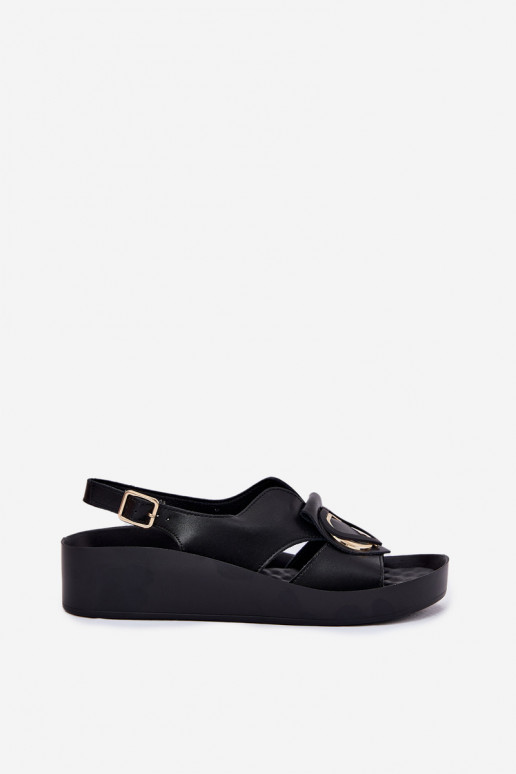 Damensandalen Feminin Auf einem Keil S.Barski KV51-031 schZuarze Farbe Damensandalen Feminin Auf einem Keil S.Barski KV51-031 schZuarze Farbe
