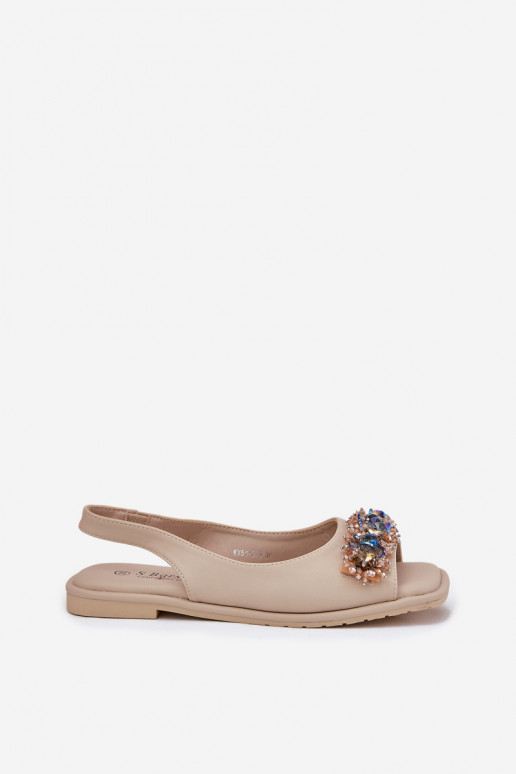 Flache Sandalen für Damen mit leuchtenden Augen S.Barski KV51-079 Beige