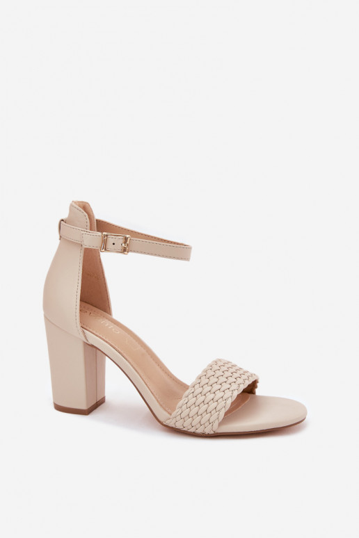 Damen-Sandalen mit hohen Absätzen Mit geflochtenem Riemen Beige Asdine
