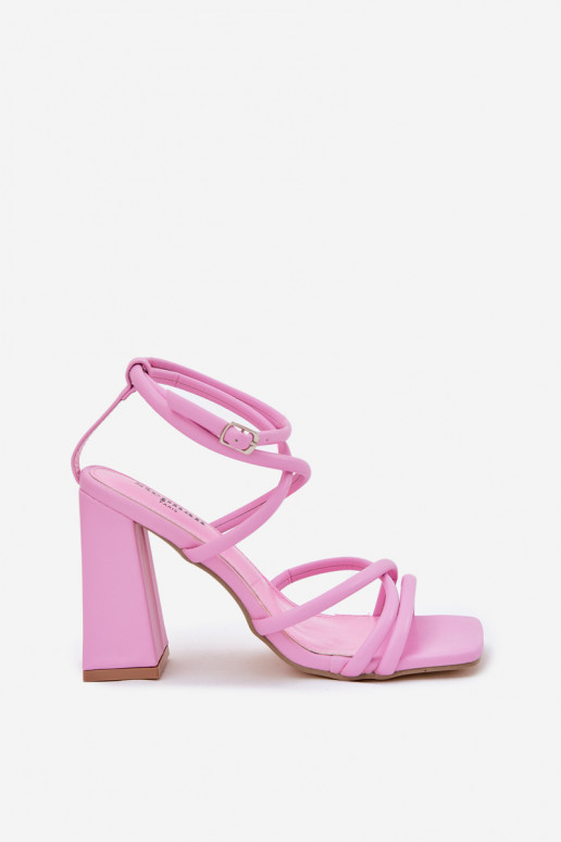 Damen-Sandalen mit hohen Absätzen mit Streifen pinke Farbe Ciarilora