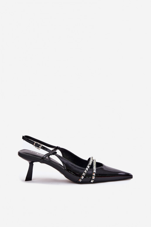 mit Lackeffekt Schuhe mit dünnen Absätzen mit Riemen schZuarze Farbe Jelmia mit Lackeffekt Schuhe mit dünnen Absätzen mit Riemen schZuarze Farbe Jelmia