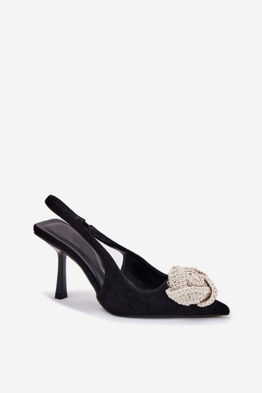 hochhackige Schuhe mit Ornamenten aus Öko-INildlederoZue schZuarze Farbe Anodera