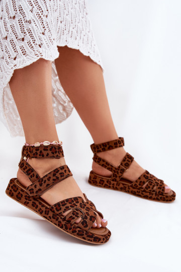 Damen-Sandalen mit Klettverschluss Uvissa mit Leopardenmuster