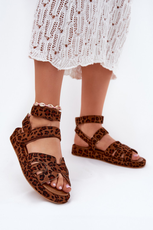 Damensandalen Z mit Klebeverschlussami mit Leopardenfellmuster Uvissa Damensandalen Z mit Klebeverschlussami mit Leopardenfellmuster Uvissa