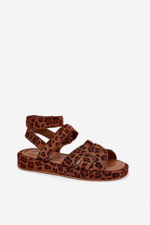 Damensandalen Z mit Klebeverschlussami mit Leopardenfellmuster Uvissa Damensandalen Z mit Klebeverschlussami mit Leopardenfellmuster Uvissa