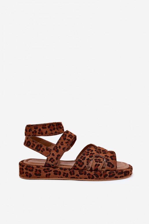 Damensandalen Z mit Klebeverschlussami mit Leopardenfellmuster Uvissa Damensandalen Z mit Klebeverschlussami mit Leopardenfellmuster Uvissa