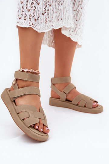 Damensandalen Z mit Klebeverschlussami Khaki-Farbe Uvissa