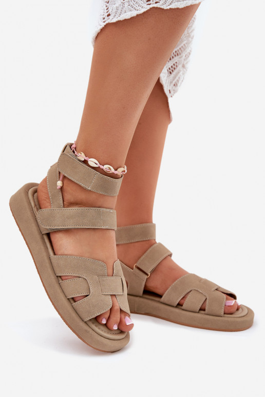 Damensandalen Z mit Klebeverschlussami Khaki-Farbe Uvissa