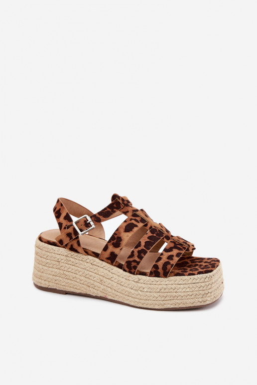 Damensandalen mit Streifen I Plecionką mit Leopardenfellmuster Pardauss Damensandalen mit Streifen I Plecionką mit Leopardenfellmuster Pardauss