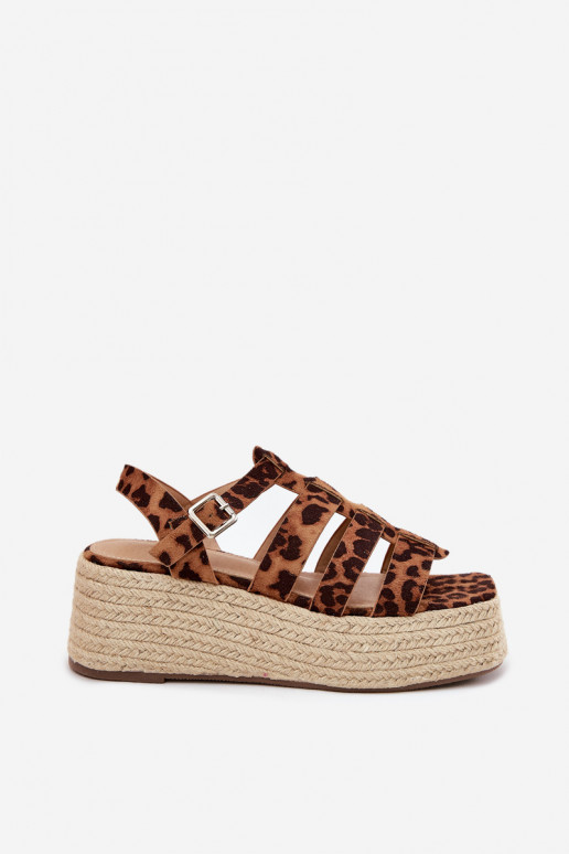 Damensandalen mit Streifen I Plecionką mit Leopardenfellmuster Pardauss Damensandalen mit Streifen I Plecionką mit Leopardenfellmuster Pardauss