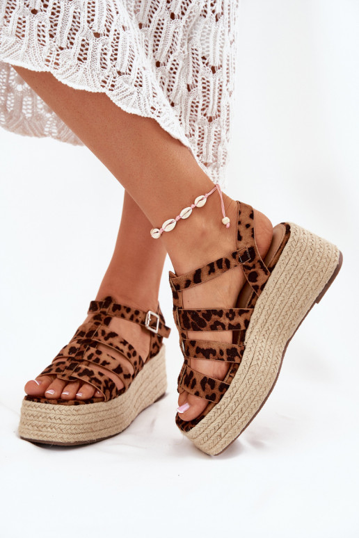 Damensandalen mit Streifen I Plecionką mit Leopardenfellmuster Pardauss Damensandalen mit Streifen I Plecionką mit Leopardenfellmuster Pardauss