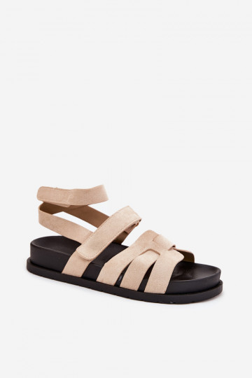 Künstliche Wildleder Damen Sandalen mit Klettverschluss Valpera sand 2