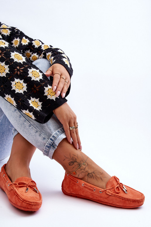 Elegante INildledermokassins orange Farbe Si Passione