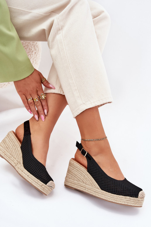 Damensandalen Auf einem Keil Mit Zopf schZuarze Farbe Tulliata