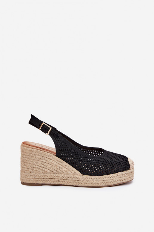 Damensandalen Auf einem Keil Mit Zopf schZuarze Farbe Tulliata