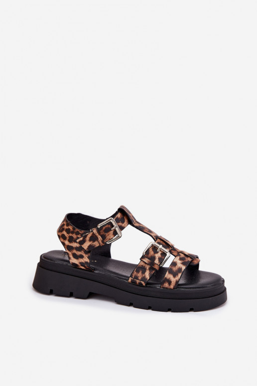 Damensandalen Eko Haut mit Schnallen mit Leopardenfellmuster Jeneliena Damensandalen Eko Haut mit Schnallen mit Leopardenfellmuster Jeneliena