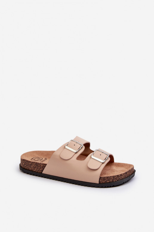 Damenhausschuhe mit Schnallen Beige Oliena Damenhausschuhe mit Schnallen Beige Oliena