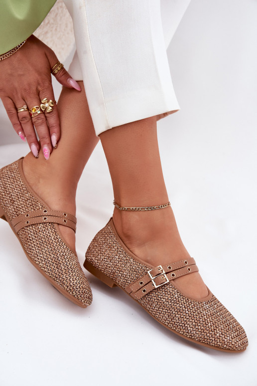 Ballerinas Mit Zopf I Paskami Khaki-Farbe Partheda Ballerinas Mit Zopf I Paskami Khaki-Farbe Partheda