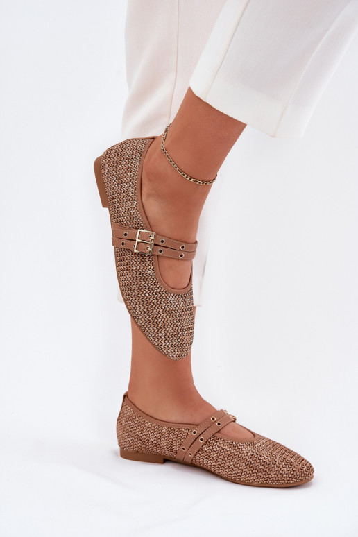 Ballerinas Mit Zopf I Paskami Khaki-Farbe Partheda Ballerinas Mit Zopf I Paskami Khaki-Farbe Partheda