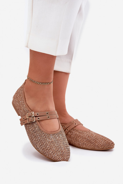 Ballerinas Mit Zopf I Paskami Khaki-Farbe Partheda Ballerinas Mit Zopf I Paskami Khaki-Farbe Partheda