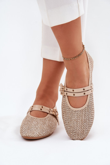 Ballerinas Mit Zopf I Paskami Beige Partheda 2