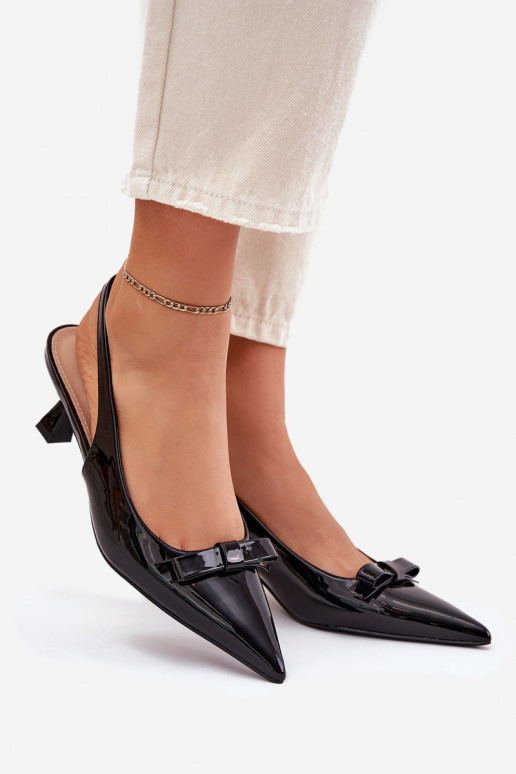 mit Lackeffekt Sandalen mit dünnen Absätzen mit Bändern schZuarze Farbe Ermöglichtylna