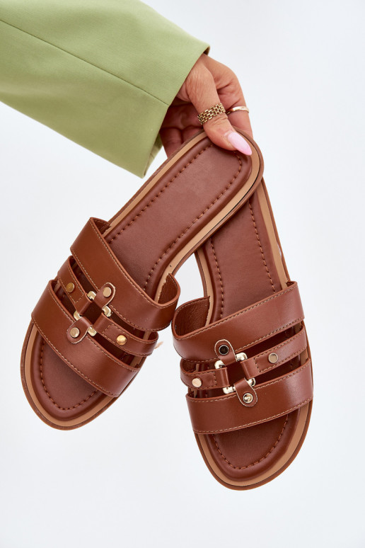 gleichschenklig Damenhausschuhe Ze goldene Farbem Detalem braune Farbe Noroti gleichschenklig Damenhausschuhe Ze goldene Farbem Detalem braune Farbe Noroti