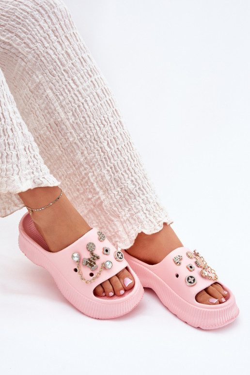 Leichte Hausschuhe Damenhausschuhe Ze goldene Farbemi Przypinkami pinke Farbe Hortiana Leichte Hausschuhe Damenhausschuhe Ze goldene Farbemi Przypinkami pinke Farbe Hortiana