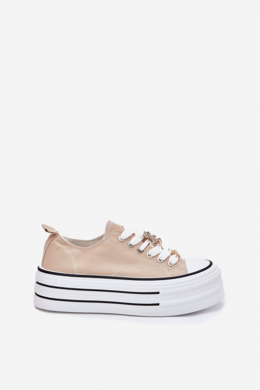 Freizeitschuhe mit einer Plattform Ze goldene Farbemi Przypinkami Beige Fiorina Freizeitschuhe mit einer Plattform Ze goldene Farbemi Przypinkami Beige Fiorina