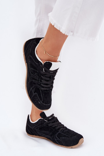 Turnschuhe Feminin Z aus Öko-INildlederu schZuarze Farbe Dorella 2