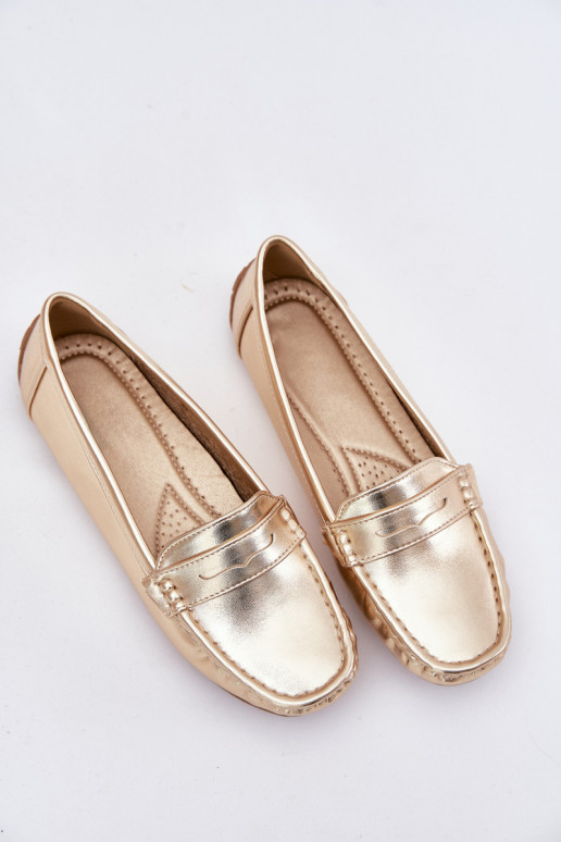 Feminin Eko Haut Mokassins goldene Farbe Lenvie