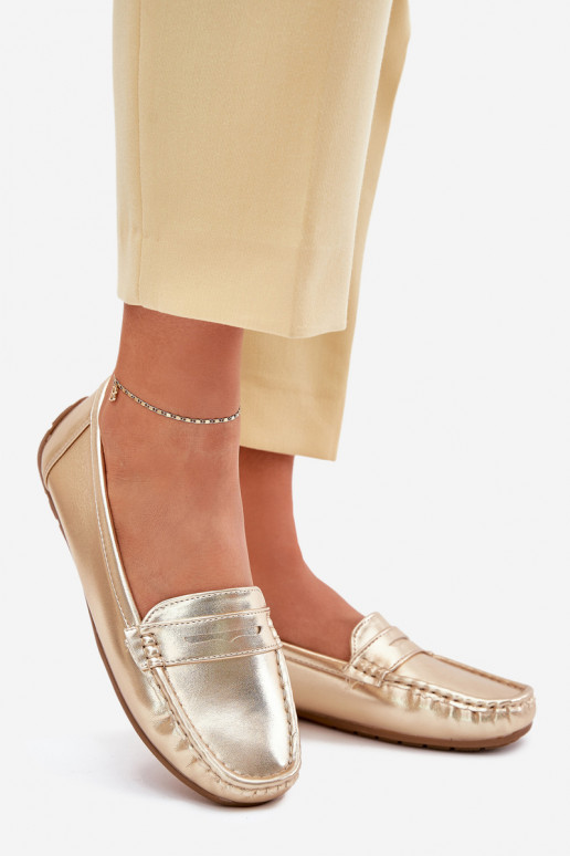 Feminin Eko Haut Mokassins goldene Farbe Lenvie