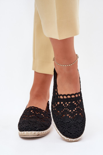 Espadrilles aus Spitze Feminin schZuarze Farbe Adelira